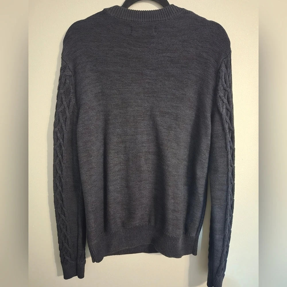 Primark Navy Cable Knit Crewneck Sweater, Fisherman, Medium, Long Sleeve